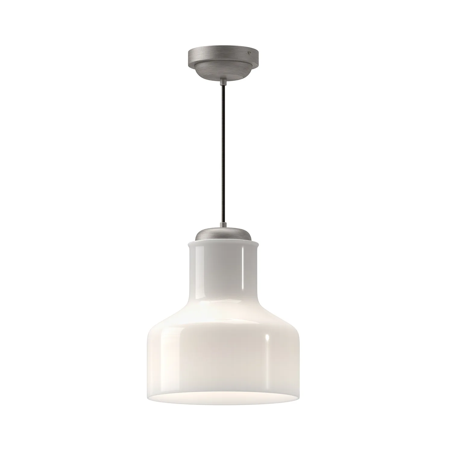 Westlake One Light Pendant in Brushed Nickel/Glossy Opal Glass