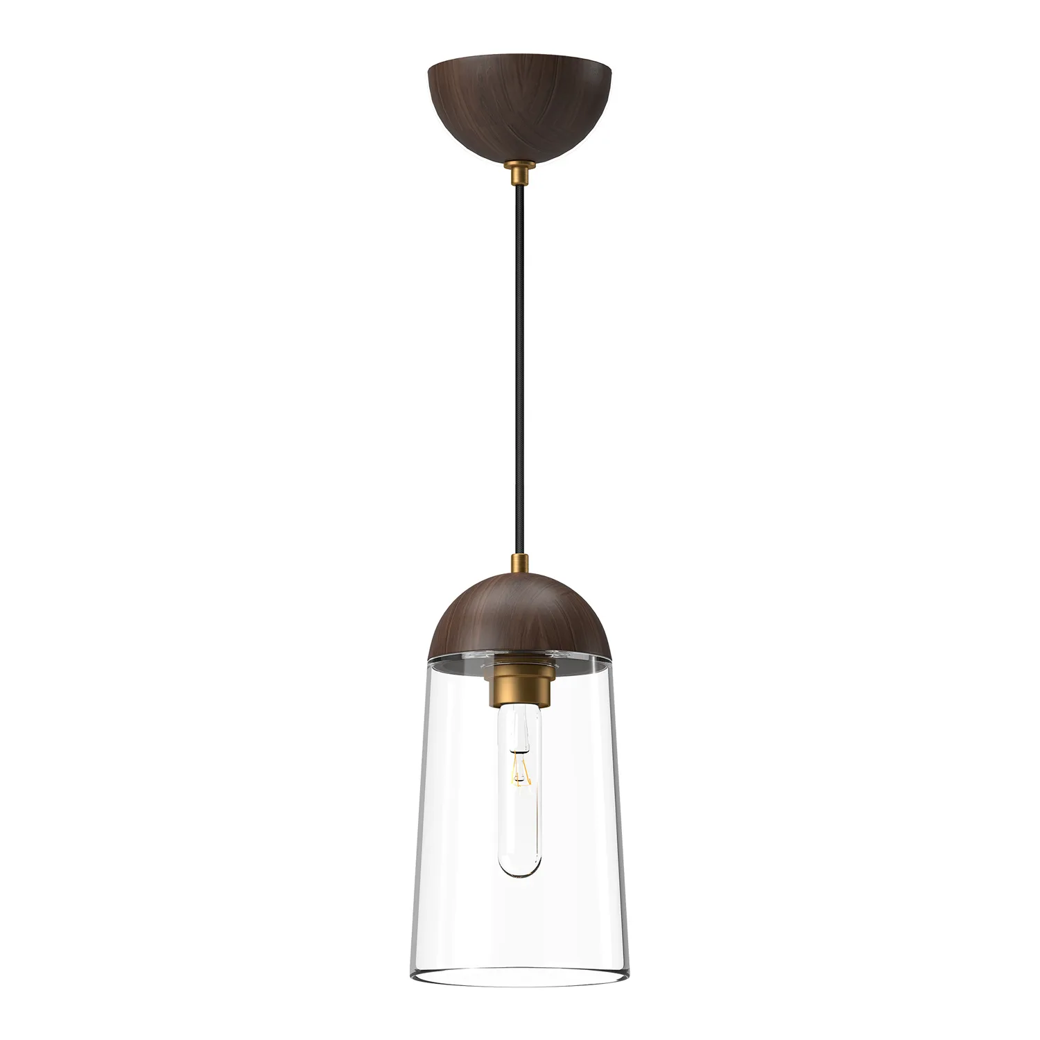 Emil One Light Pendant in Aged Gold/Walnut