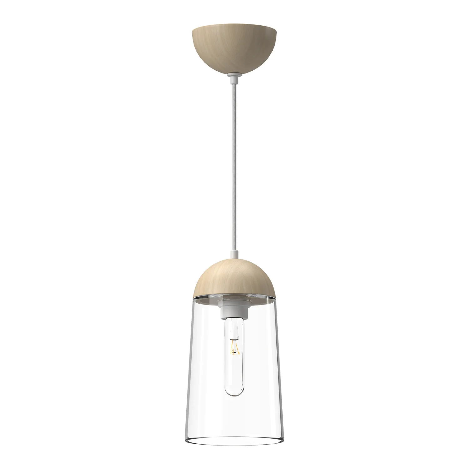 Emil One Light Pendant in White/White Oak