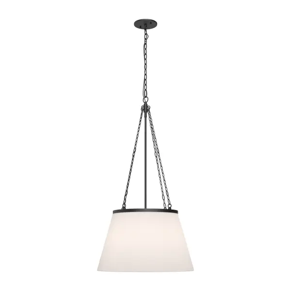Transport yourself back in time to the most exclusive club in 1920s New York City with the classic Speakeasy pendant. With a white linen empire shade wrapped around a classically forged metallic hub, this collection will add the perfect amount of elegant ambiance to your space. Collection: Speakeasy Designer: Alan Pepin Finish: Matte Black/White Linen Glass: White Linen Shade Width: 18.00" Height: 32.50" Length: 18.00" Weight: 7.05 lb Wire: 84" Black Canopy: D4.75" x H0.375" Number of Bulbs: 1 Maximum Wattage: 60.00 W Bulb Type: A19 Bulb Base: E26 Voltage: 120.00 V Material: Steel + Linen Country of Origin: China Safety Listing: UL Safety Rating: Dry Manufacturer Warranty: 1 Year Spec Sheet Instructions