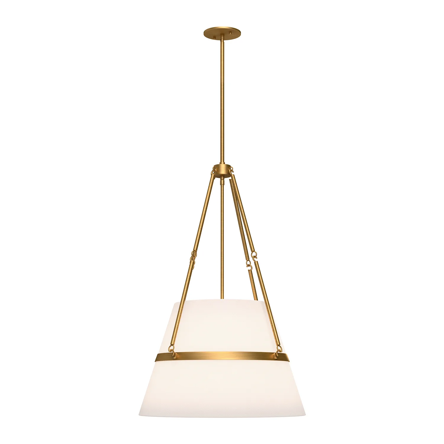 Oliver One Light Pendant in Aged Gold/White Linen