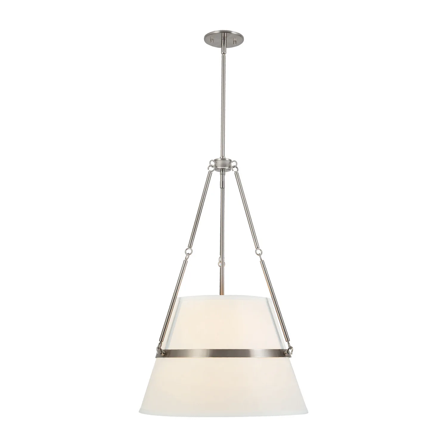 Oliver One Light Pendant in Brushed Nickel/White Linen