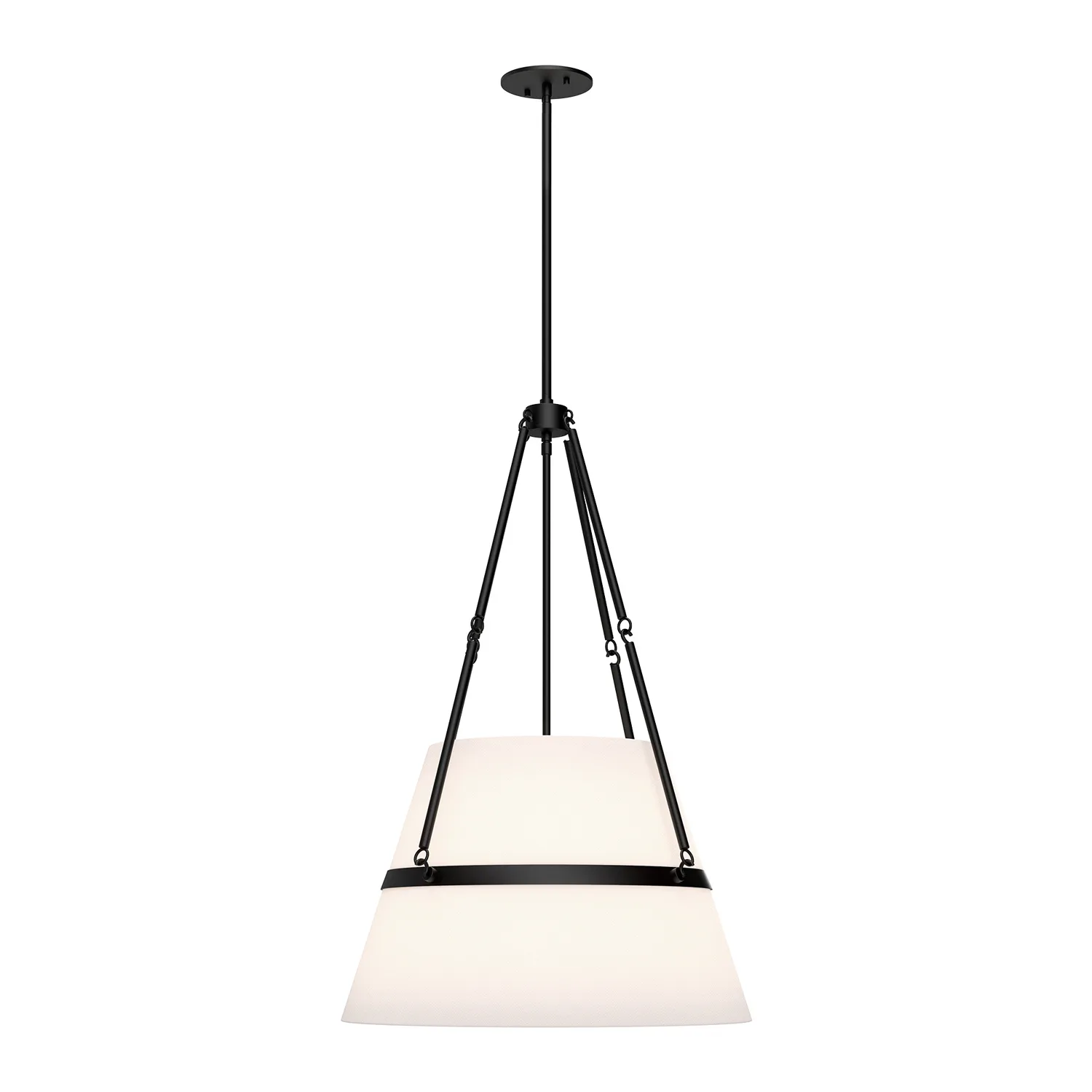 Oliver One Light Pendant in Matte Black/White Linen