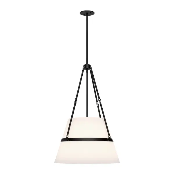 Oliver is the perfect pendant for a space meant for entertaining. With an inviting white linen shade adorned with strong metallic stem and framing elements, the Oliver creates cozy ambiance wherever it is placed. Collection: Oliver Designer: Alan Pepin Finish: Matte Black/White Linen Width: 18.00" Height: 28.25" Length: 18.00" Weight: 6.90 lb Wire: 60" Rod: 46" (3x12" + 1x6" + 1x4") Canopy: D4.75" x H0.375" Number of Bulbs: 1 Maximum Wattage: 60.00 W Bulb Type: A19 Bulb Base: E26 Voltage: 120.00 V Material: Steel + Linen Country of Origin: China Safety Listing: UL Safety Rating: Dry Manufacturer Warranty: 1 Year Spec Sheet Instructions