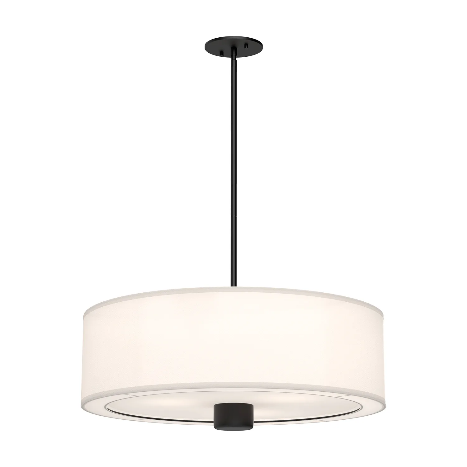 Theo Three Light Pendant in Matte Black/White Linen