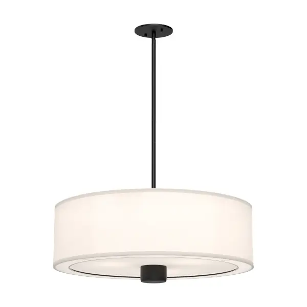 Traditional is made modern in the Theo collection. Taking a classic shade shape in white linen and adding chunky metallic elements inspired by jewelry, the Theo is both classic and unique. Sure to fit the mood of any space, the Theo is versatile and elegant. Collection: Theo Designer: Alan Pepin Finish: Matte Black/White Linen Glass: White Linen Shade Width: 24.13" Height: 10.88" Length: 24.13" Weight: 8.81 lb Wire: 60" Rod: 46" (3x12" + 1x6" + 1x4") Canopy: D4.75" x H0.375" Number of Bulbs: 3 Maximum Wattage: 40.00 W Bulb Type: A19 Bulb Base: E26 Voltage: 120.00 V Material: Steel + Linen Country of Origin: China Safety Listing: UL Safety Rating: Dry Manufacturer Warranty: 1 Year Spec Sheet Instructions