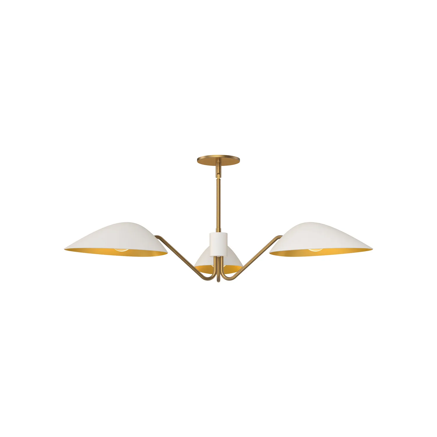 Oscar Three Light Pendant in Aged Gold/White
