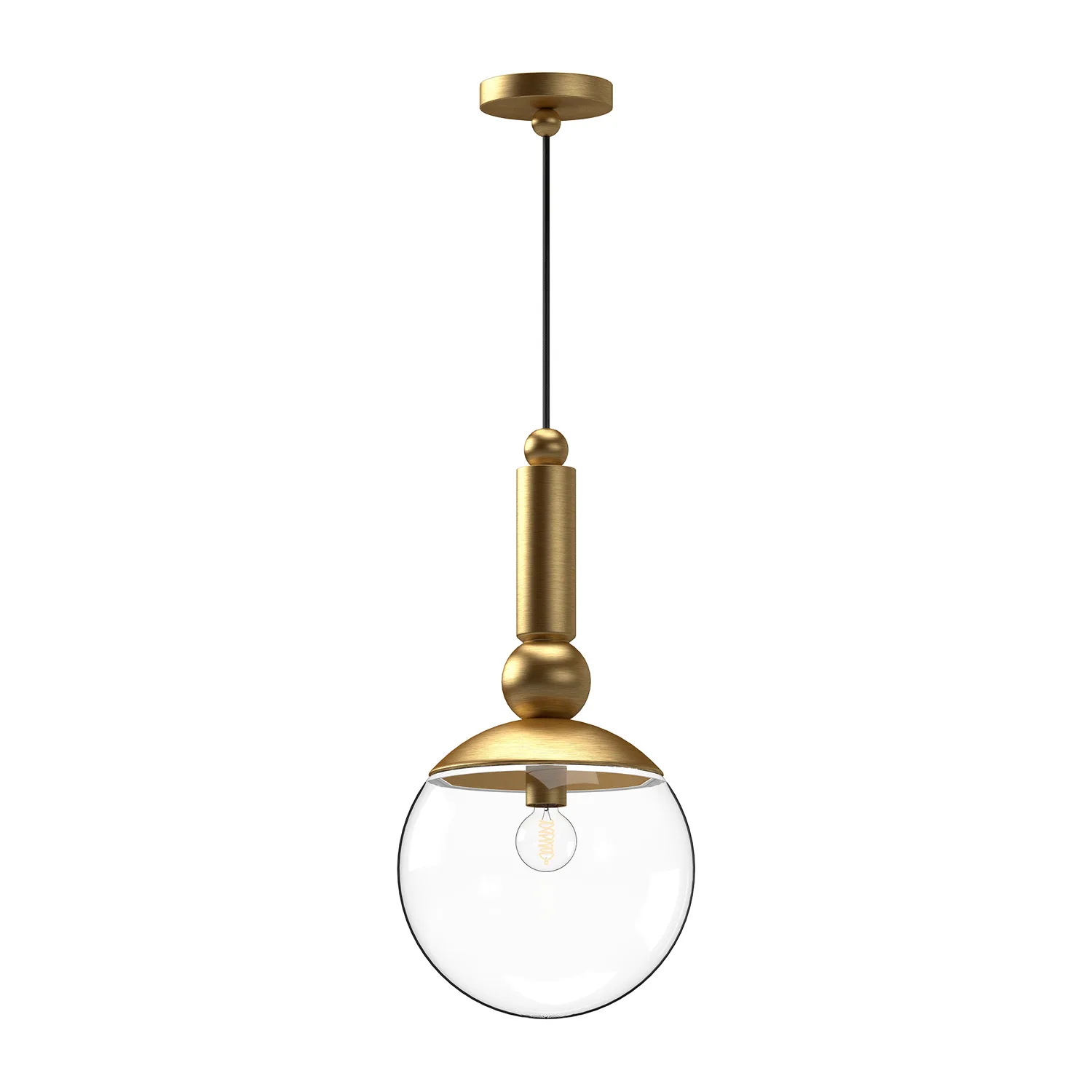 Delilah One Light Pendant in Brushed Gold/Clear Glass
