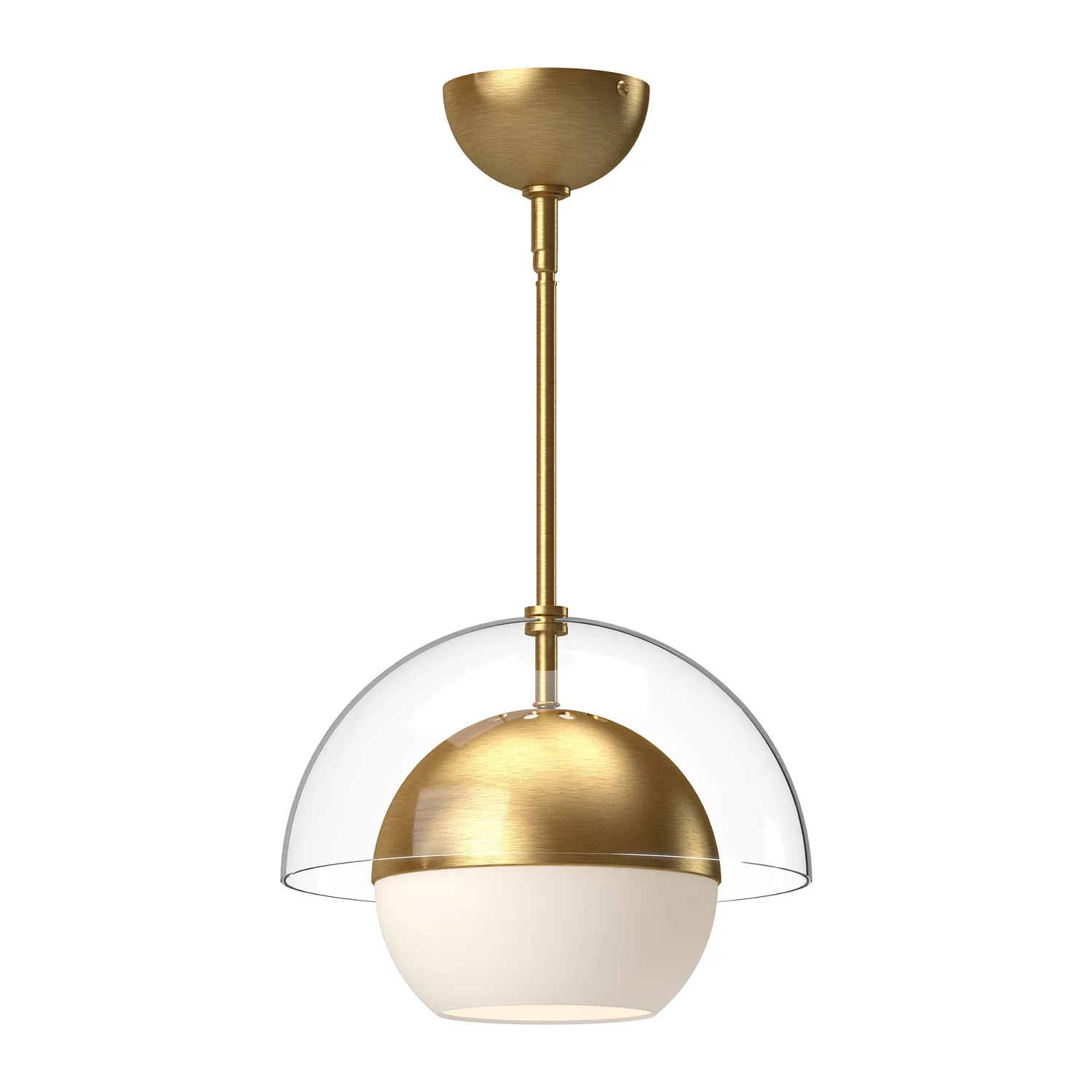 Lucy One Light Pendant in Brushed Gold/Opal Matte Glass