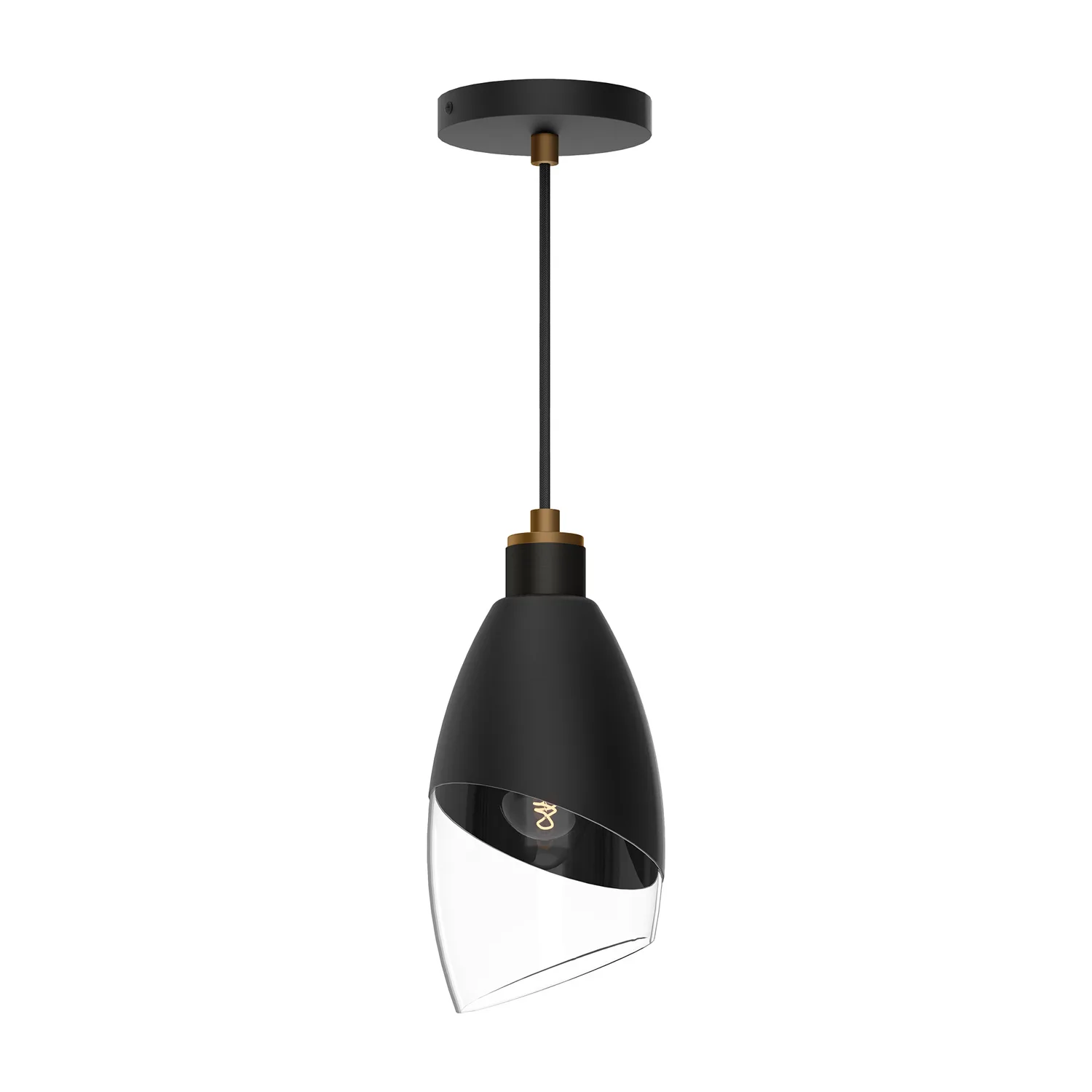 Capri One Light Pendant in Clear Glass/Matte Black