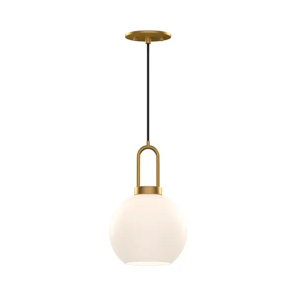 Inspired by traditional Japanese lanterns, the Soji has a timeless silhouette. With many glass and metal-detailing finishes to choose from, it's easy to make the Soji fit your mood. Unique Copper and Smoked Solid glass options create ambiance that changes from day to night with ease, while Clear and Opal Matte glass create a classic statement. Collection: Soji Designer: Ryan Pauly Finish: Aged Gold/Opal Matte Glass Glass: Matte Opal Glass Width: 7.88" Height: 12.50" Length: 7.88" Wire: 72" Black Braided Canopy: D4.75" x H0.375" Number of Bulbs: 1 Maximum Wattage: 60.00 W Bulb Type: A19 Bulb Base: E26 Voltage: 120.00 V Material: Steel + Glass Country of Origin: China Safety Listing: UL Safety Rating: Dry Manufacturer Warranty: 1 Year Spec Sheet Instructions