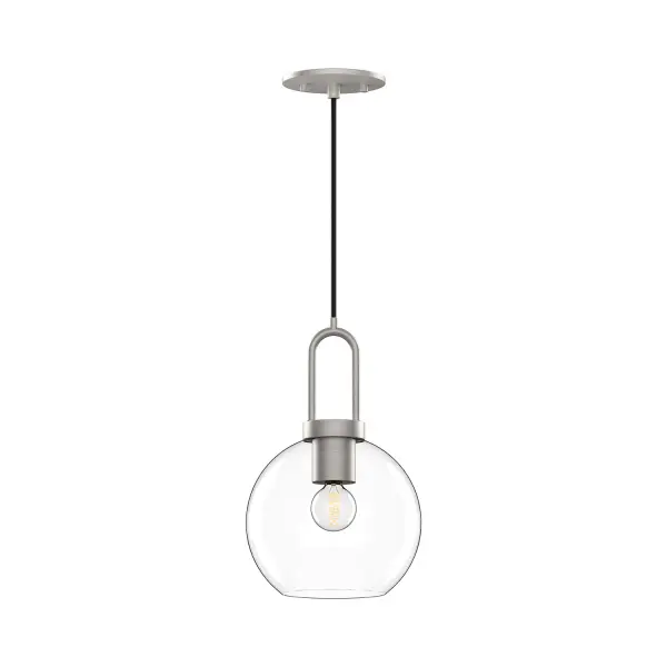 Inspired by traditional Japanese lanterns, the Soji has a timeless silhouette. With many glass and metal-detailing finishes to choose from, it's easy to make the Soji fit your mood. Unique Copper and Smoked Solid glass options create ambiance that changes from day to night with ease, while Clear and Opal Matte glass create a classic statement. Collection: Soji Designer: Ryan Pauly Finish: Brushed Nickel/Clear Glass Glass: Clear Glass Width: 7.88" Height: 12.50" Length: 7.88" Weight: 2.86 lb Wire: 72" Black Braided Canopy: D4.75" x H0.375" Number of Bulbs: 1 Maximum Wattage: 60.00 W Bulb Type: A19 Bulb Base: E26 Voltage: 120.00 V Material: Steel + Glass Country of Origin: China Safety Listing: UL Safety Rating: Dry Manufacturer Warranty: 1 Year Spec Sheet Instructions