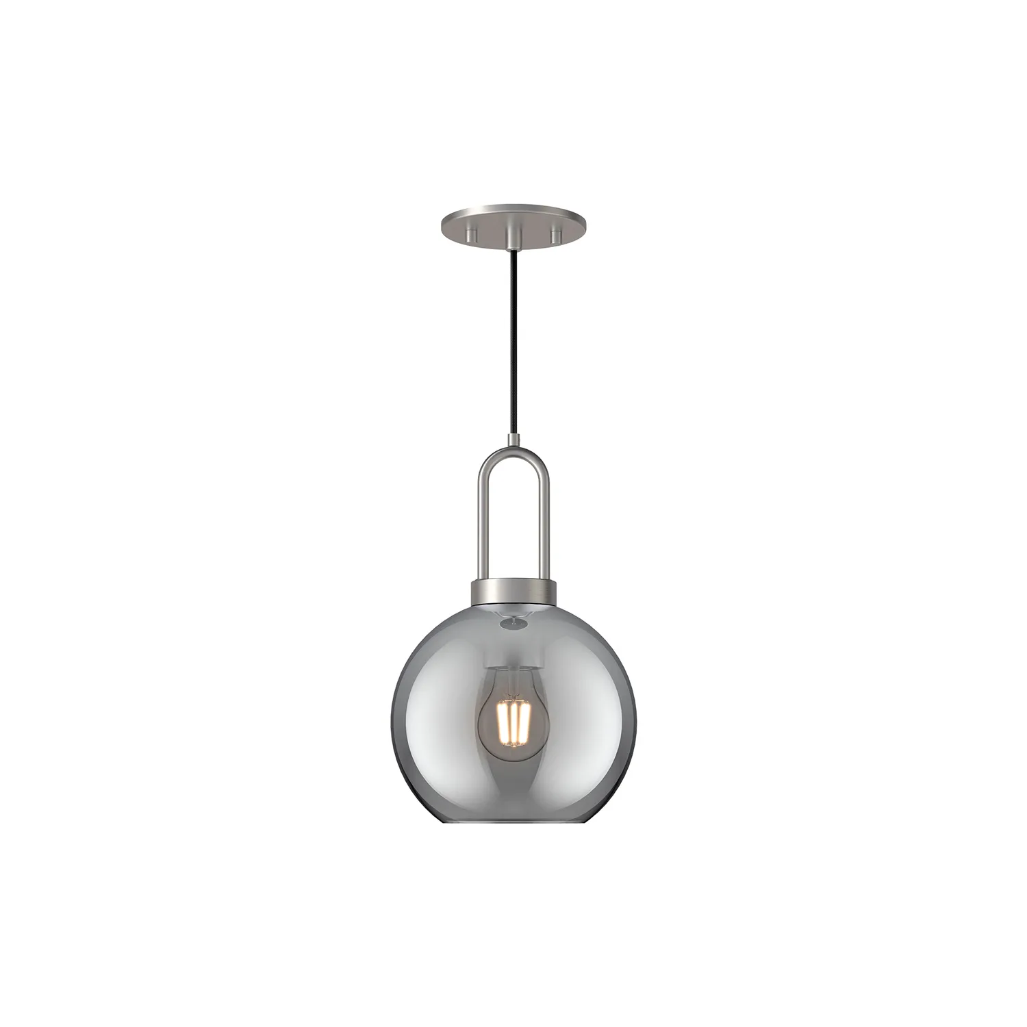 Soji One Light Pendant in Brushed Nickel/Smoked Solid Glass