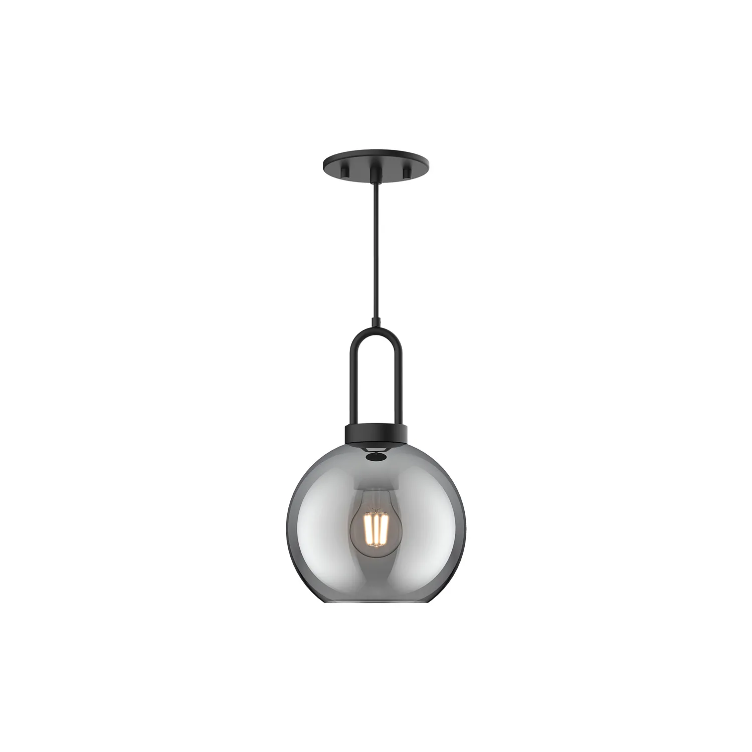Soji One Light Pendant in Matte Black/Smoked Solid Glass