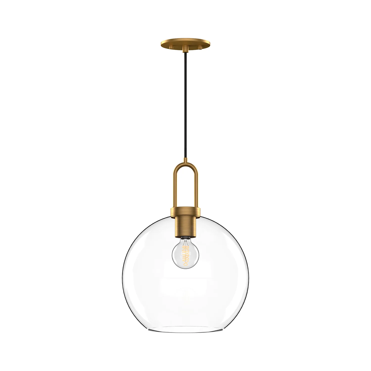 Soji One Light Pendant in Aged Gold/Clear Glass