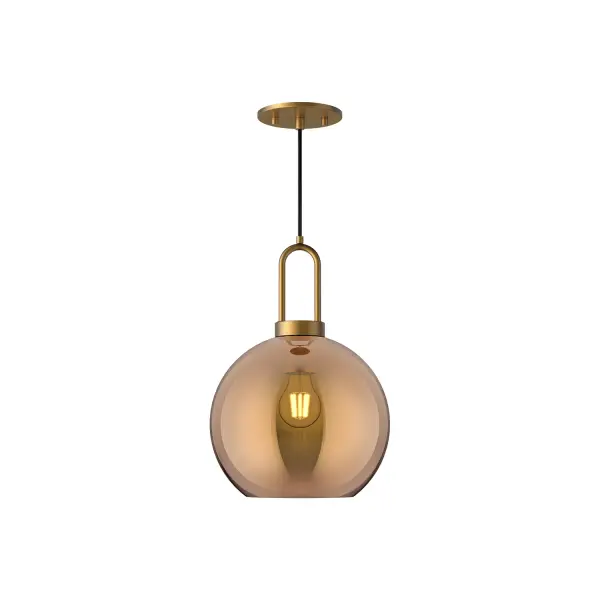 Inspired by traditional Japanese lanterns, the Soji has a timeless silhouette. With many glass and metal-detailing finishes to choose from, it's easy to make the Soji fit your mood. Unique Copper and Smoked Solid glass options create ambiance that changes from day to night with ease, while Clear and Opal Matte glass create a classic statement. Collection: Soji Designer: Ryan Pauly Finish: Aged Gold/Copper Glass Glass: Copper Glass Width: 9.88" Height: 14.38" Length: 9.88" Weight: 3.30 lb Wire: 72" Black Braided Canopy: D4.75" x H0.375" Number of Bulbs: 1 Maximum Wattage: 60.00 W Bulb Type: A19 Bulb Base: E26 Voltage: 120.00 V Material: Steel + Glass Country of Origin: China Safety Listing: UL Safety Rating: Dry Manufacturer Warranty: 1 Year Spec Sheet Instructions