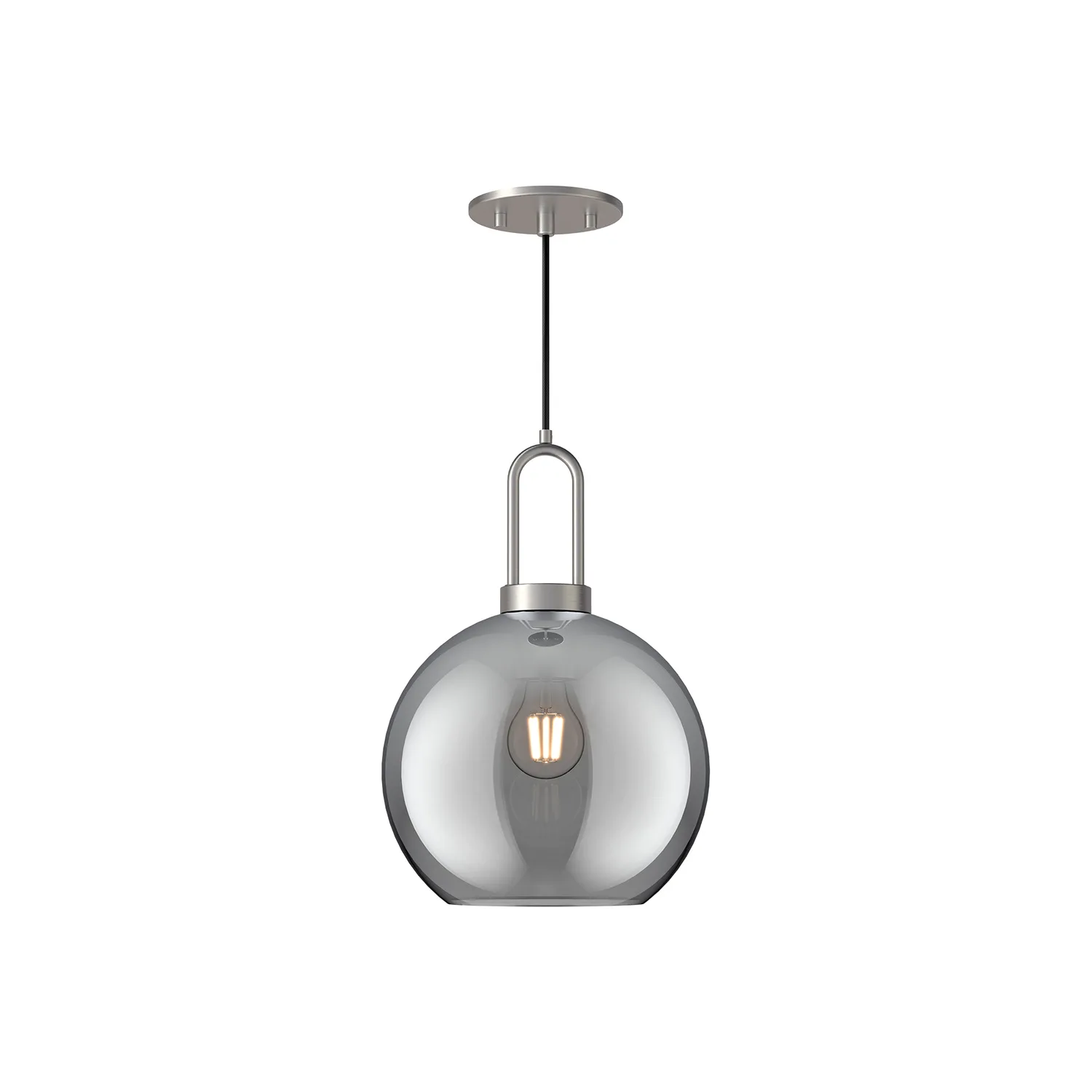 Soji One Light Pendant in Brushed Nickel/Smoked Solid Glass