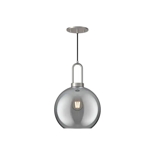 Inspired by traditional Japanese lanterns, the Soji has a timeless silhouette. With many glass and metal-detailing finishes to choose from, it's easy to make the Soji fit your mood. Unique Copper and Smoked Solid glass options create ambiance that changes from day to night with ease, while Clear and Opal Matte glass create a classic statement. Collection: Soji Designer: Ryan Pauly Finish: Brushed Nickel/Smoked Solid Glass Glass: Smoked Glass Width: 9.88" Height: 14.38" Length: 9.88" Weight: 3.30 lb Wire: 72" Black Braided Canopy: D4.75" x H0.375" Number of Bulbs: 1 Maximum Wattage: 60.00 W Bulb Type: A19 Bulb Base: E26 Voltage: 120.00 V Material: Steel + Glass Country of Origin: China Safety Listing: UL Safety Rating: Dry Manufacturer Warranty: 1 Year Spec Sheet Instructions