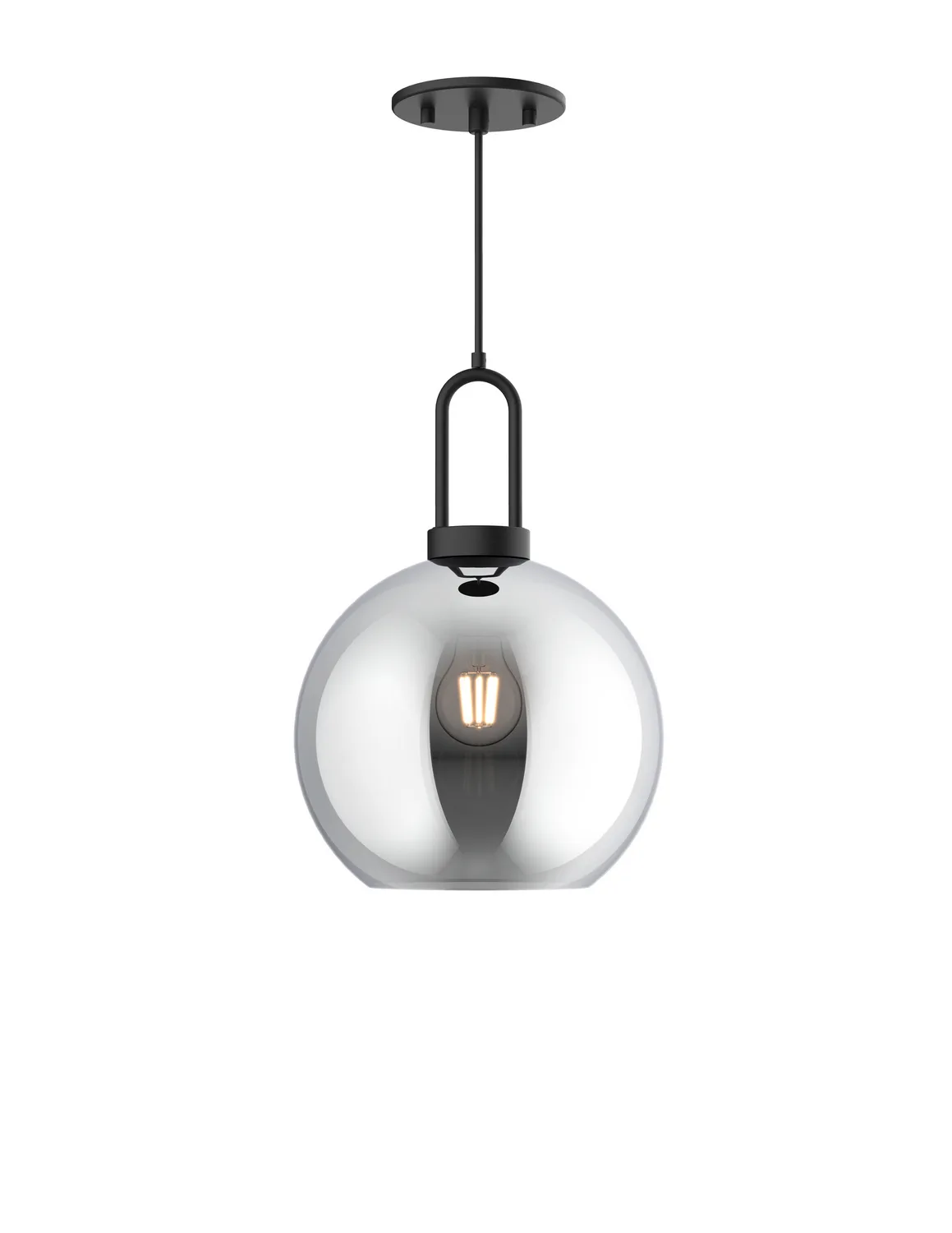 Soji One Light Pendant in Matte Black/Smoked Solid Glass