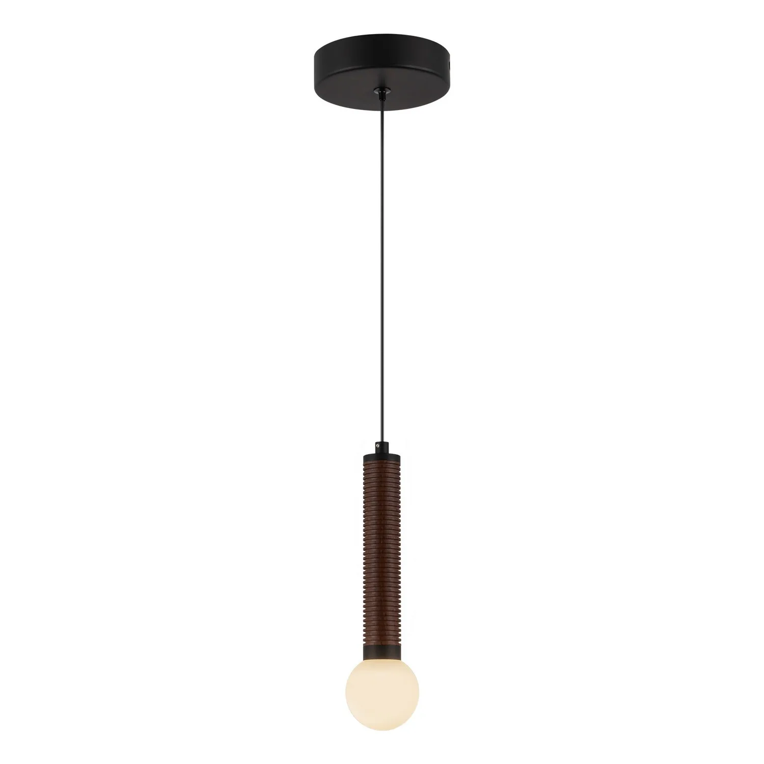 Arden LED Pendant in Matte Black/Opal Glass