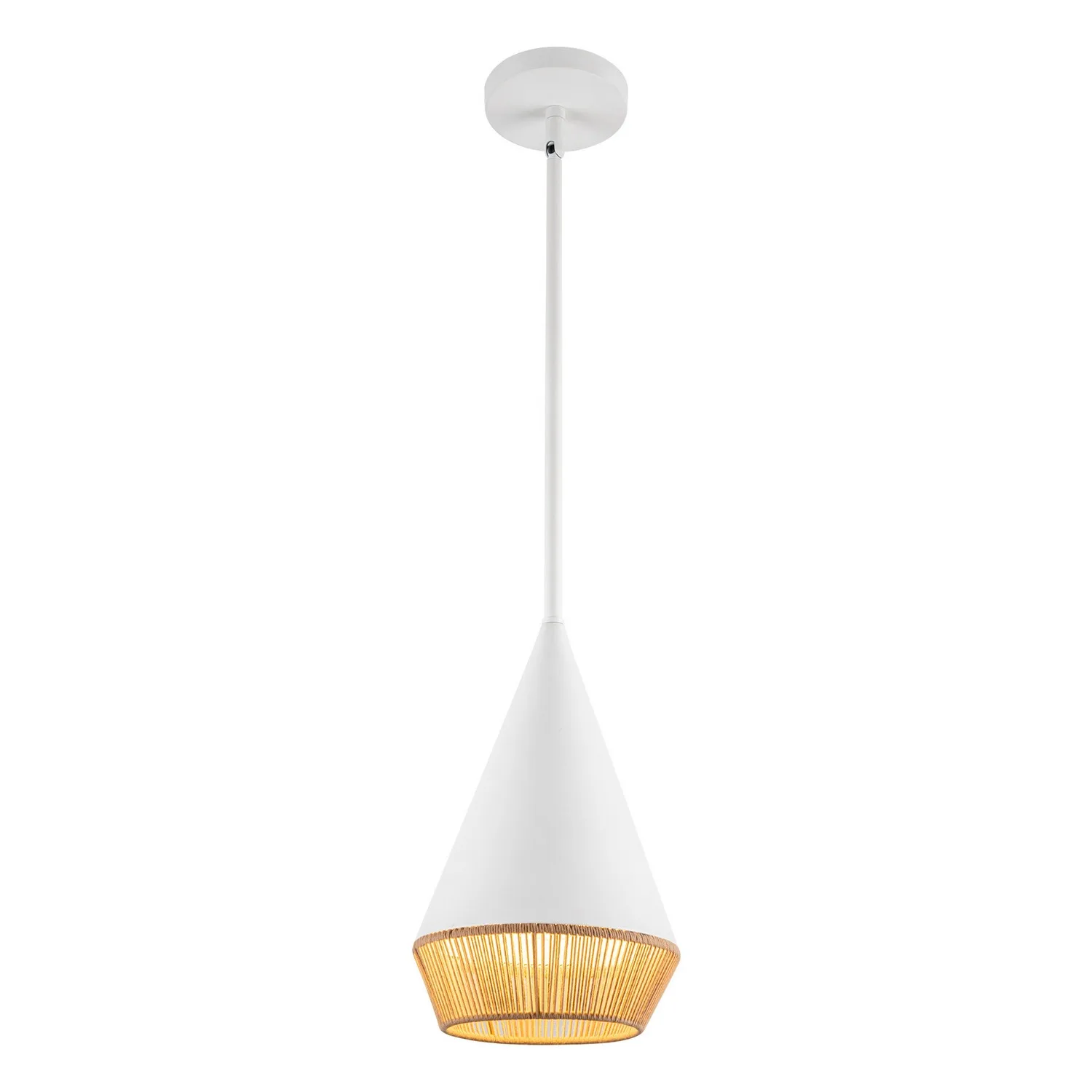 Daphne One Light Pendant in White/Brown Cotton Rope