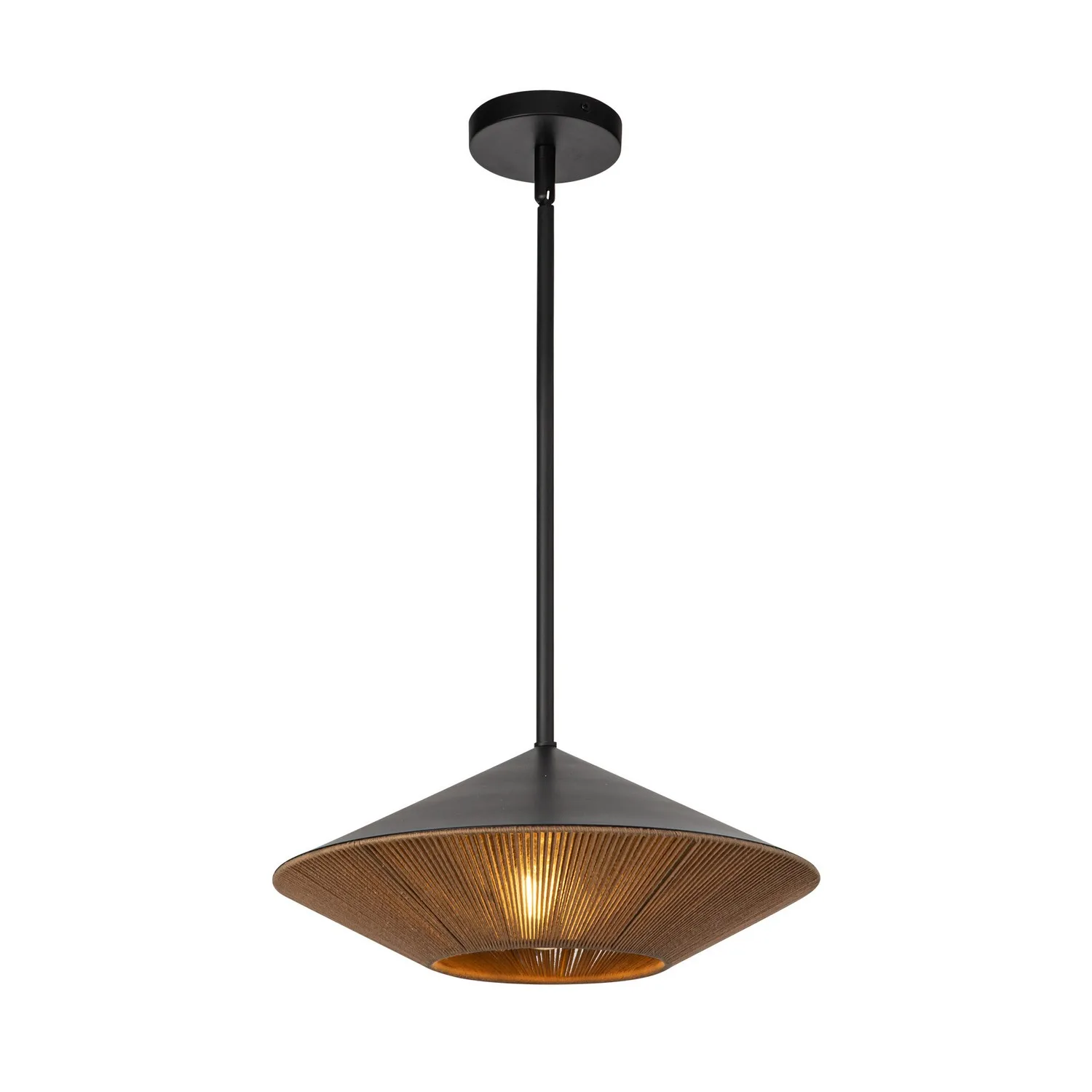 Daphne One Light Pendant in Matte Black/Brown Cotton Rope