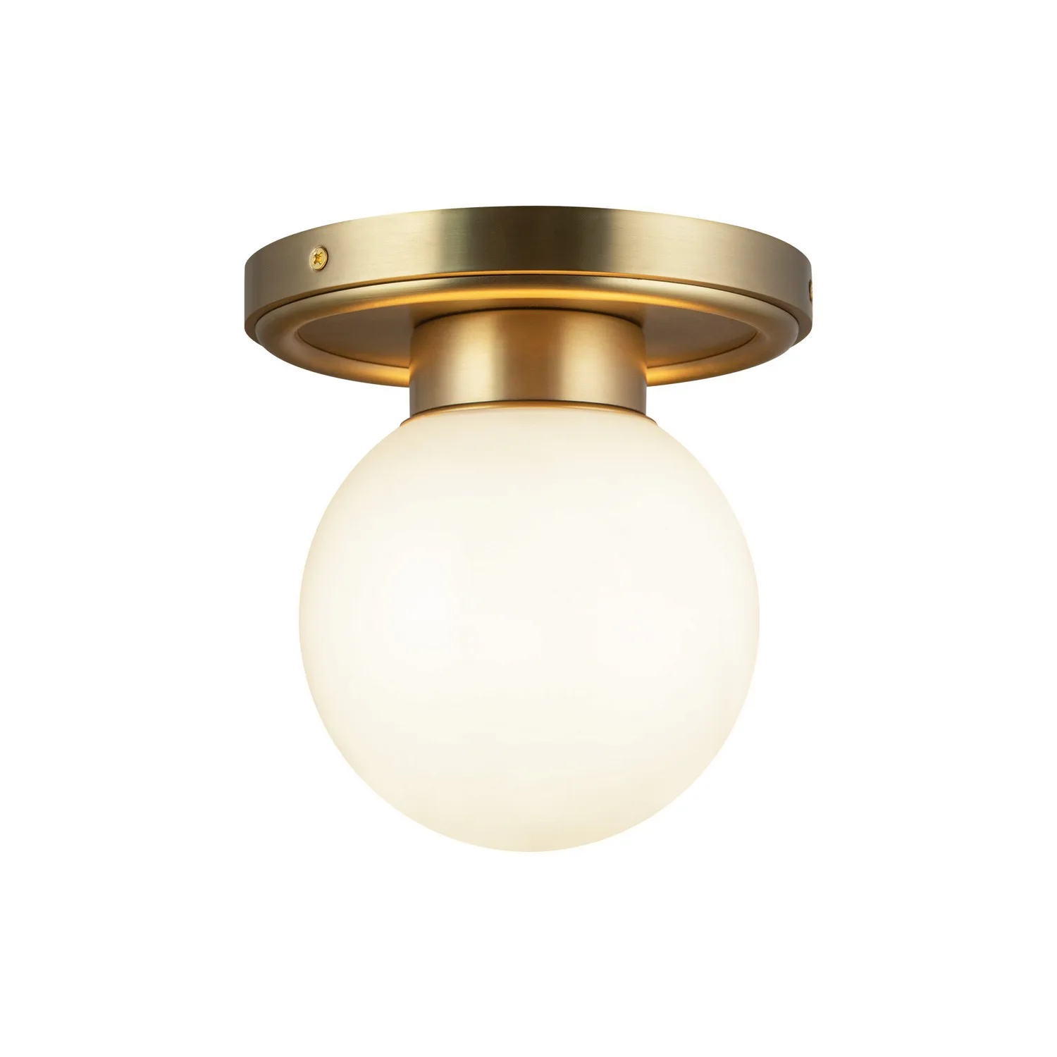 Fiore One Light Semi-Flush Mount in Brushed Gold/Glossy Opal Glass