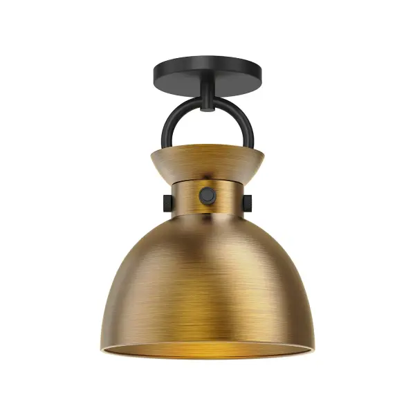 From a cozy cottage to an artfully eclectic space, the Waldo transforms to fit any mood. With handsome metallic details and five unique shade shapes to choose from, this collection provides endless inspiration. Mix and match this collection to fit your mood with hardware, shade, and mixed-metal finish options Collection: Waldo Designer: Alan Pepin Finish: Matte Black/Aged Gold Glass: Steel Shade Width: 8.75" Height: 12.00" Length: 8.75" Canopy: D6" x H0.875" Number of Bulbs: 1 Maximum Wattage: 60.00 W Bulb Type: A19 Bulb Base: E26 Voltage: 120.00 V Material: Steel Country of Origin: China Safety Listing: UL Safety Rating: Dry Manufacturer Warranty: 1 Year Spec Sheet Instructions