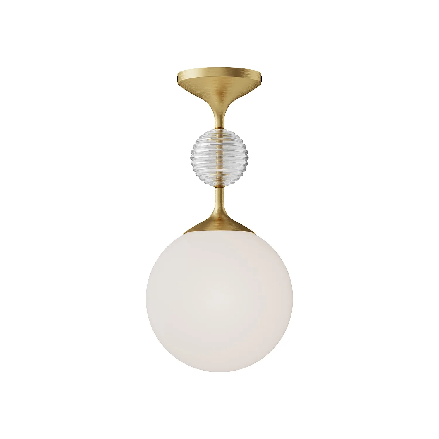 Celia One Light Semi-Flush Mount in Brushed Gold/Opal Glass