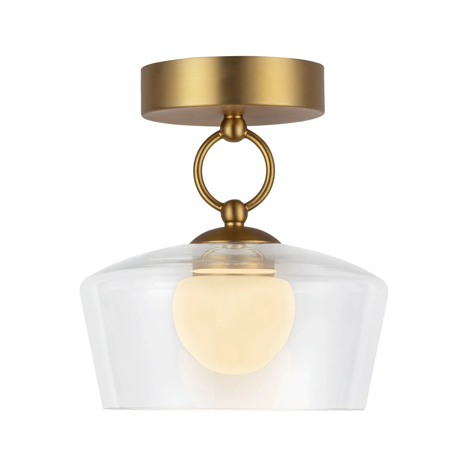 Leota LED Semi Flush Mount in Brushed Gold/Clear Glass