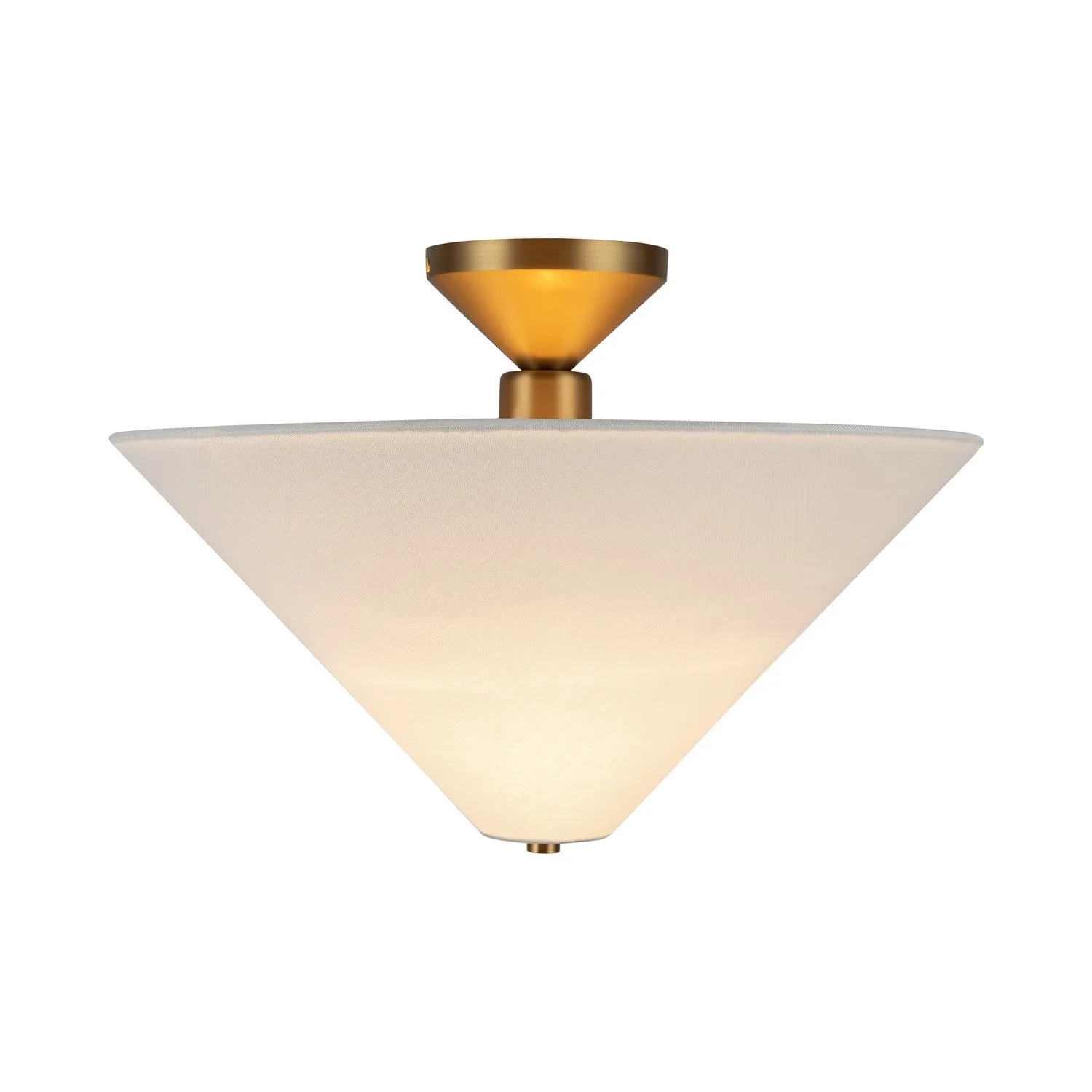 Bridgette One Light Semi-Flush Mount in Brushed Gold/White Linen