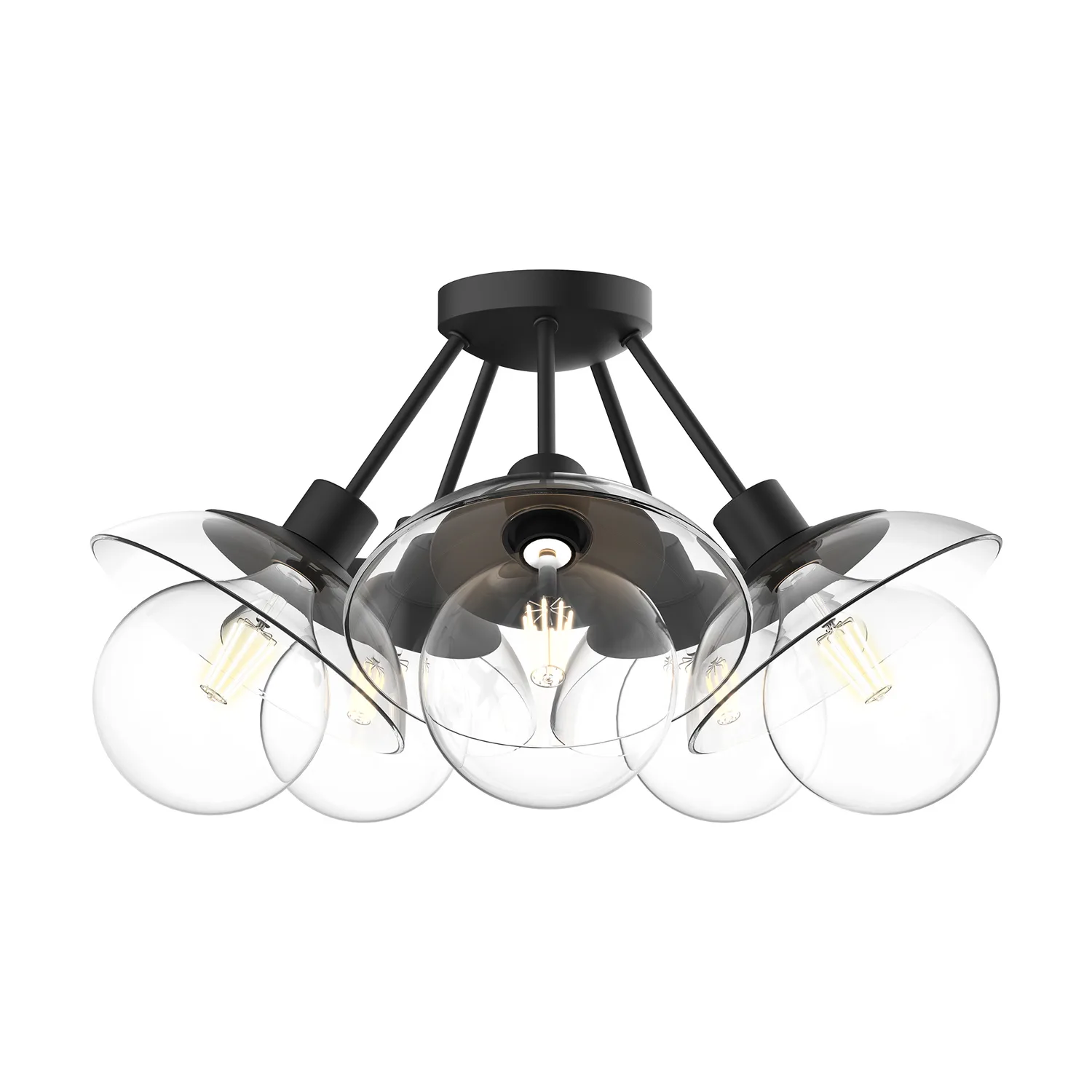 Francesca Five Light Semi-Flush Mount in Clear Glass/Matte Black
