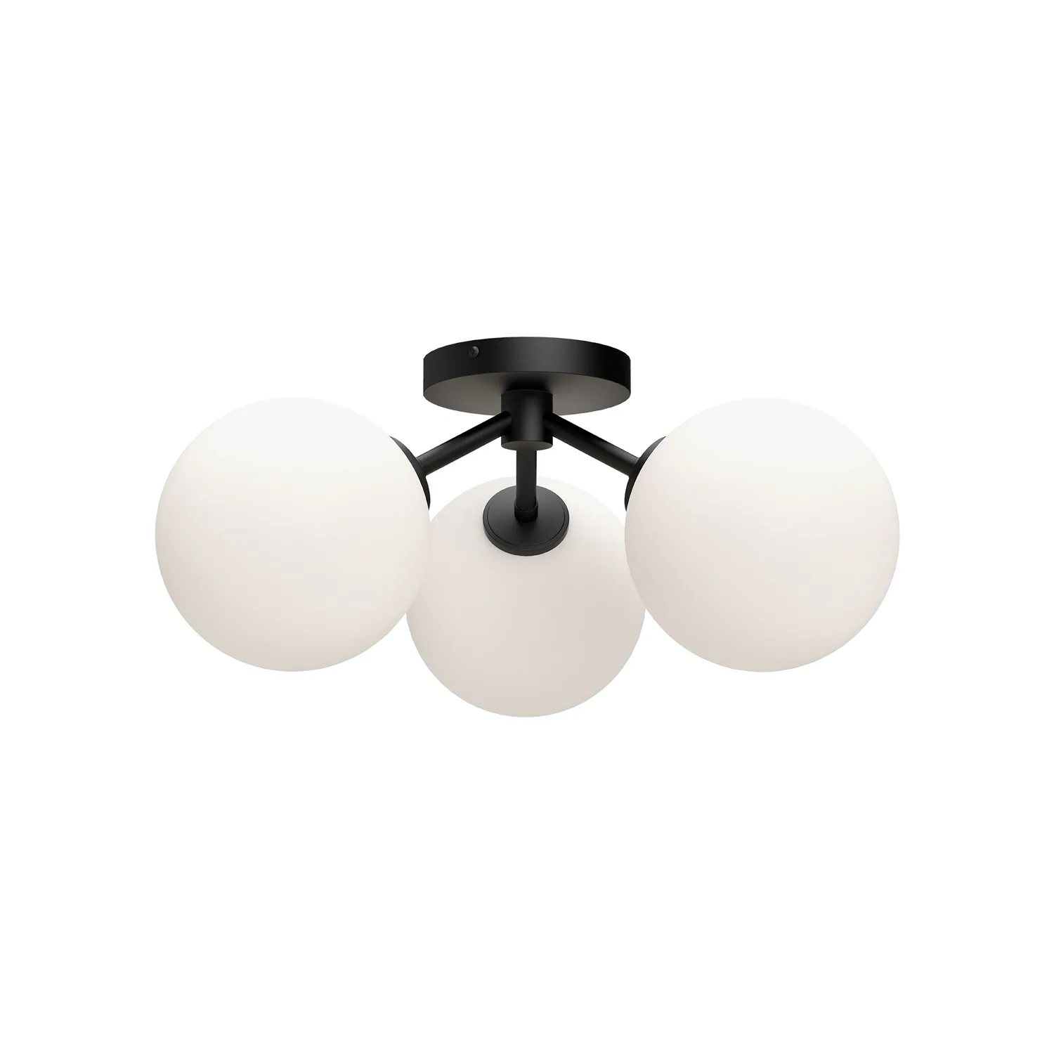 Cassia Three Light Semi-Flush Mount in Matte Black/Opal Matte Glass