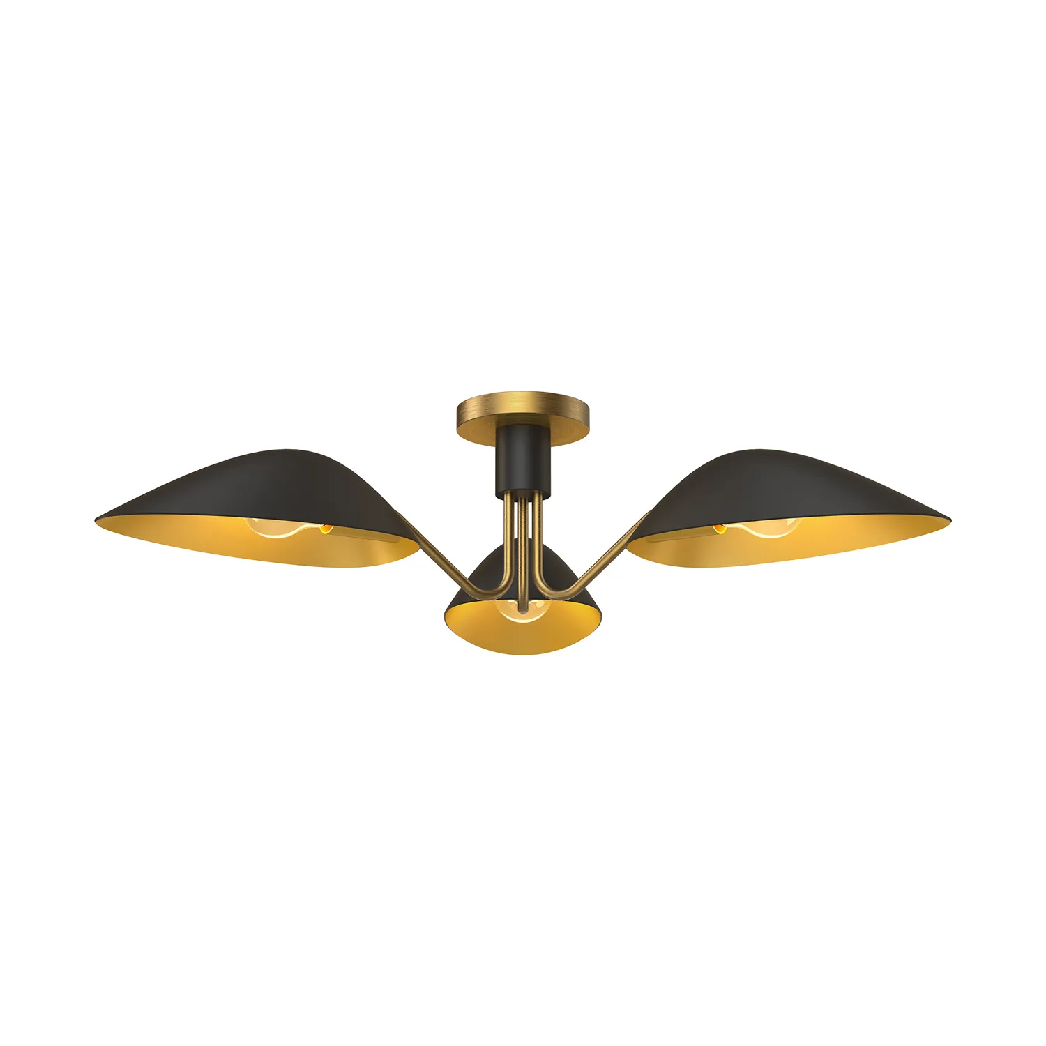 Oscar Three Light Semi-Flush Mount in Aged Gold/Matte Black