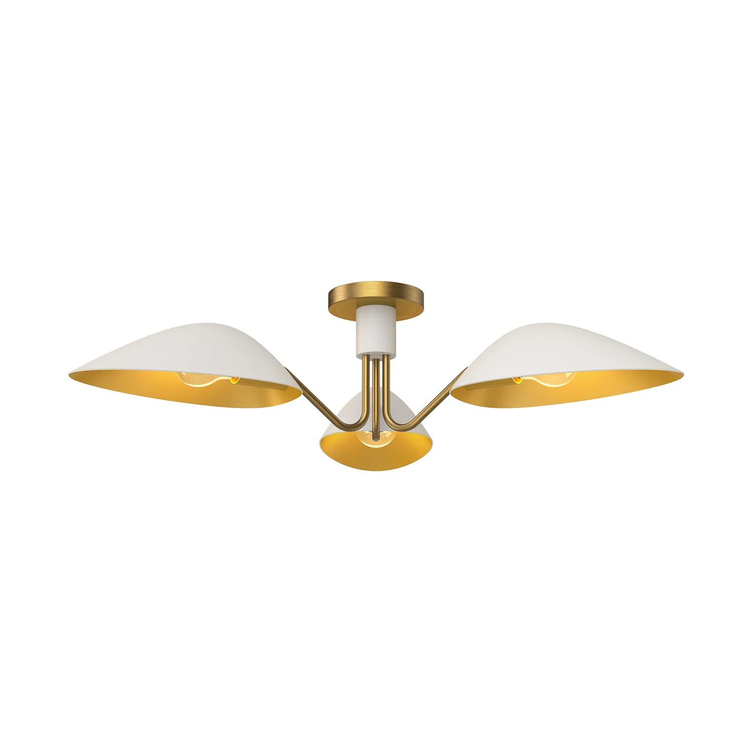 Oscar Three Light Semi-Flush Mount in Aged Gold/White