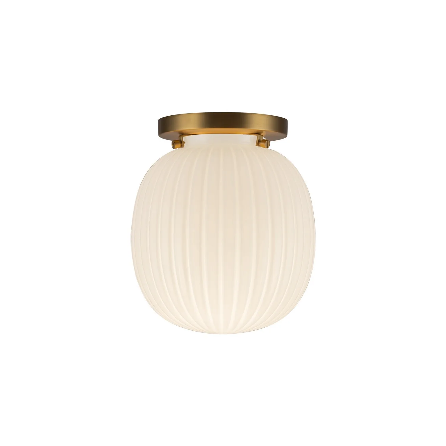 Cherise One Light Semi-Flush Mount in Brushed Gold/Glossy Ribbed Opal Glass