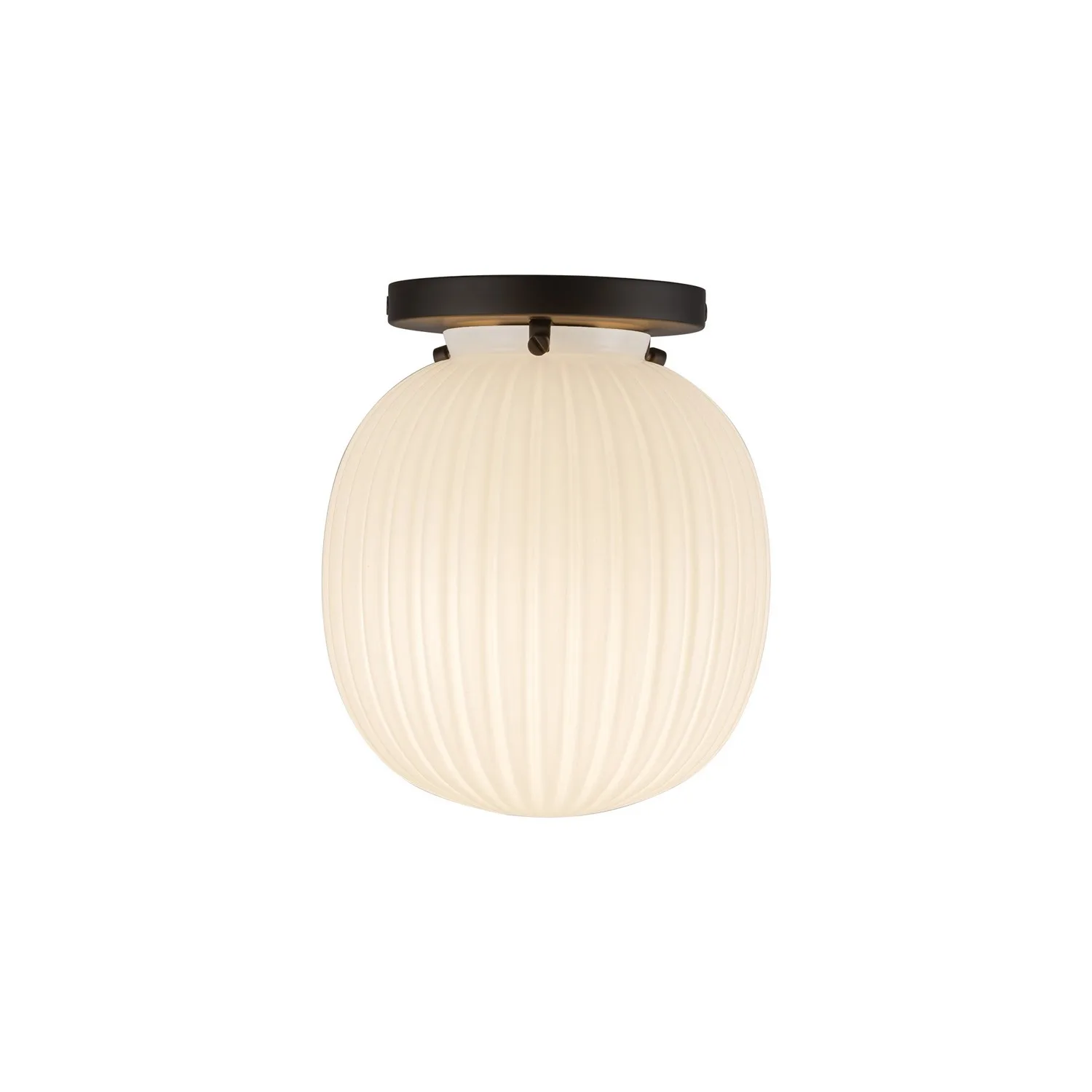 Cherise One Light Semi-Flush Mount in Matte Black/Glossy Ribbed Opal Glass