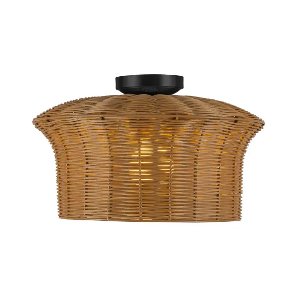The Kai lighting collection is a real showstopper! With its natural rattan shade and bold brushed gold accents, it's a statement piece that'll add a touch of elegance to any room. Whether you hang it as a pendant or flush mount, Kai's warm and modern design is perfect for kitchen islands, bedrooms, and more. Collection: Kai Designer: Haejung Ro Finish: Matte Black Glass: Rattan Shade Width: 16.00" Height: 9.50" Length: 16.00" Canopy: D5.125" x H1.375" Number of Bulbs: 1 Maximum Wattage: 60.00 W Bulb Type: A19 Bulb Base: E26 Voltage: 120.00 V Material: Steel + Rattan Country of Origin: China Safety Listing: UL Safety Rating: Dry Spec Sheet Instructions