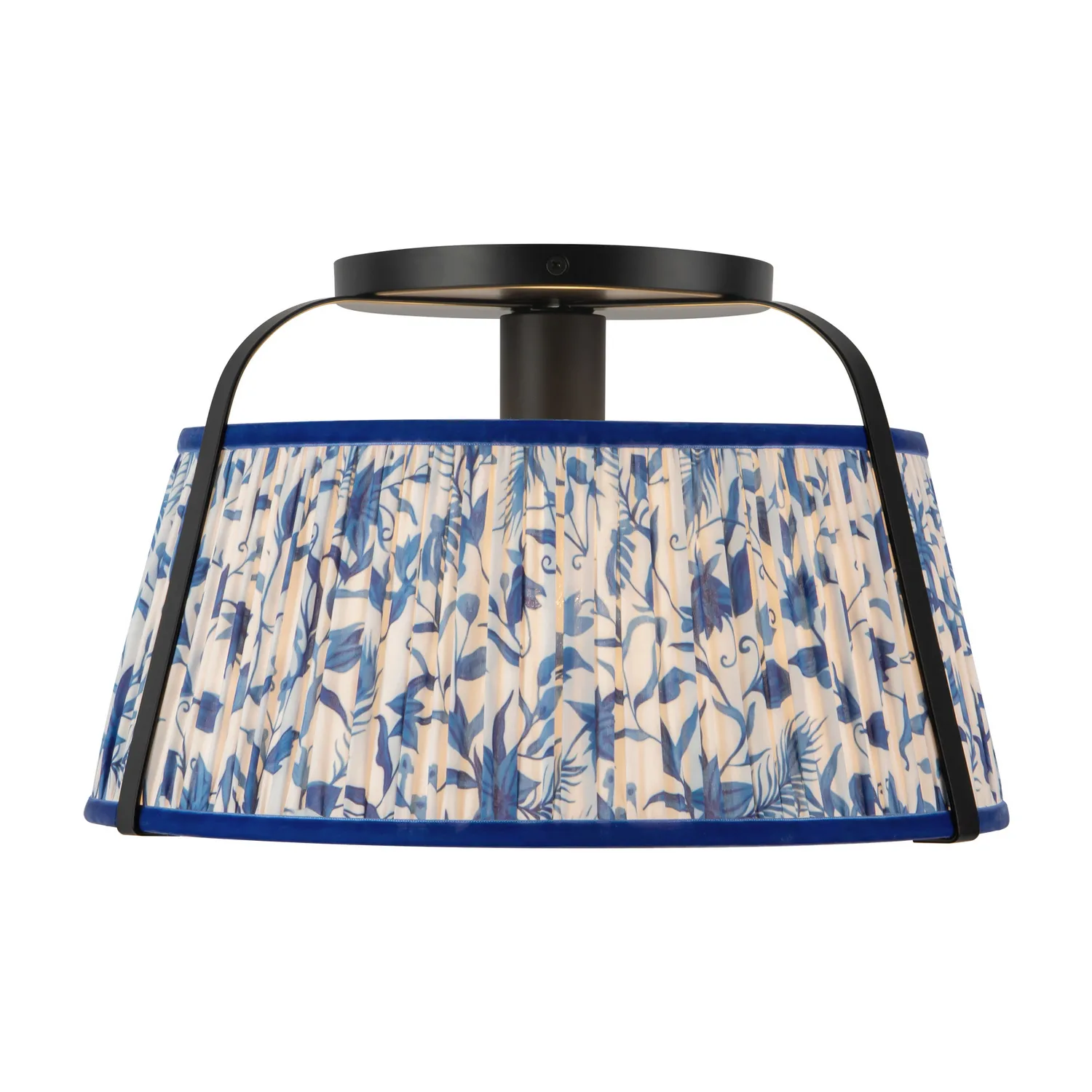 Scout One Light Semi-Flush Mount in Matte Black/Blue Linen