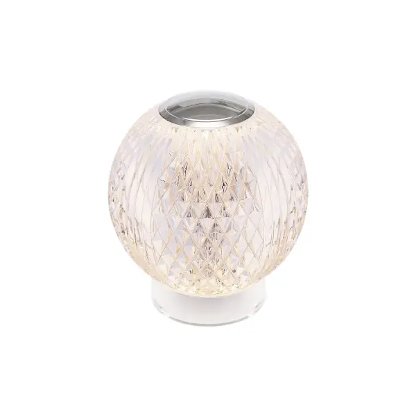 Introducing the latest masterpiece in our bestselling Marni collection - the Marni portable lamp. This stunning lamp marries modern elegance with timeless beauty, elevating any space it graces. With two available sizes and two exquisite finishes, Vintage Brass and Polished Nickel, you can customize your decor effortlessly. Experience the convenience of easy tap on/off and dimming, all powered by a rechargeable battery, making it a truly portable and practical addition to your home. Illuminate your life with the Marni portable lamp, where sophistication meets functionality. Collection: Marni Designer: Ryan Pauly Finish: Polished Nickel Glass: Clear Carved Acrylic Notes: LI-Battery Width: 3.63" Height: 3.63" Length: 3.63" Wire: Black Charger Canopy: D2.25" x H0.75" Charging Base Only Maximum Wattage: 1.50 W Bulb Type: LED Light Source: LED Light Output: 150.00 lm Delivered Lumens: 100.00 lm Color Temperature: 3000 K CRI: 90 Rated Average Life: 50,000 Material: Steel + Acrylic Country of Origin: China Safety Listing: ETL Safety Rating: Damp LED Spec Sheet Instructions