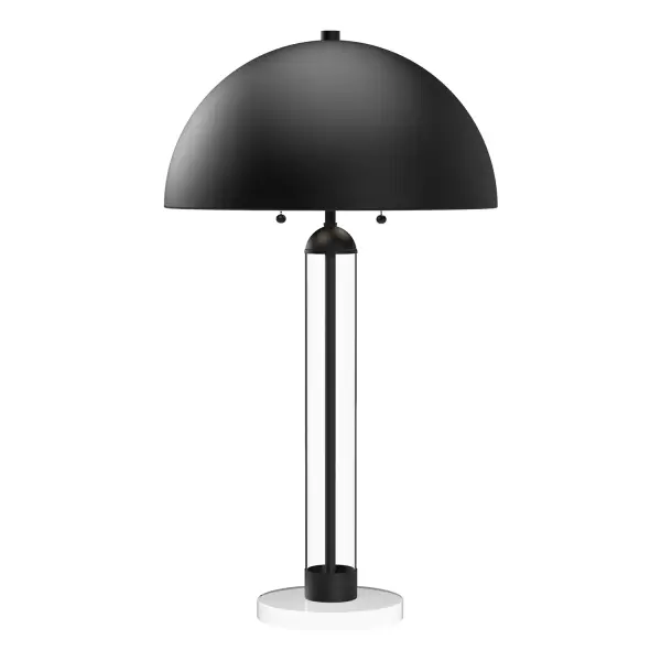 Margaux is an art nouveau take on a mid-century classic. With Parisian sensibility and mid-century style, this table lamp is both chic and unique. The gorgeous mushroom-dome shade and classic glass-enveloped metallic stem are sure to make a statement on your tabletop. Available in two stunning finishes to achieve two unique moods. Collection: Margaux Designer: Alan Pepin Finish: Matte Black Glass: Clear Glass Width: 17.75" Height: 31.13" Length: 17.75" Weight: 11.19 lb Wire: 96" Black Canopy: D7.875" x H1" Number of Bulbs: 2 Maximum Wattage: 60.00 W Bulb Type: A19 Bulb Base: E26 Voltage: 120.00 V Material: Steel + Glass Country of Origin: China Safety Listing: ETL Safety Rating: Dry Manufacturer Warranty: 1 Year Spec Sheet Instructions