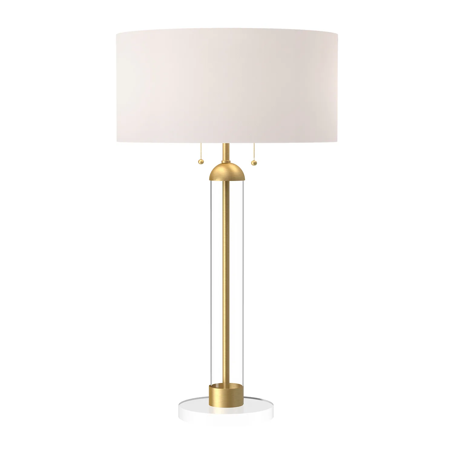 Sasha Two Light Table Lamp in Brushed Gold/White Linen