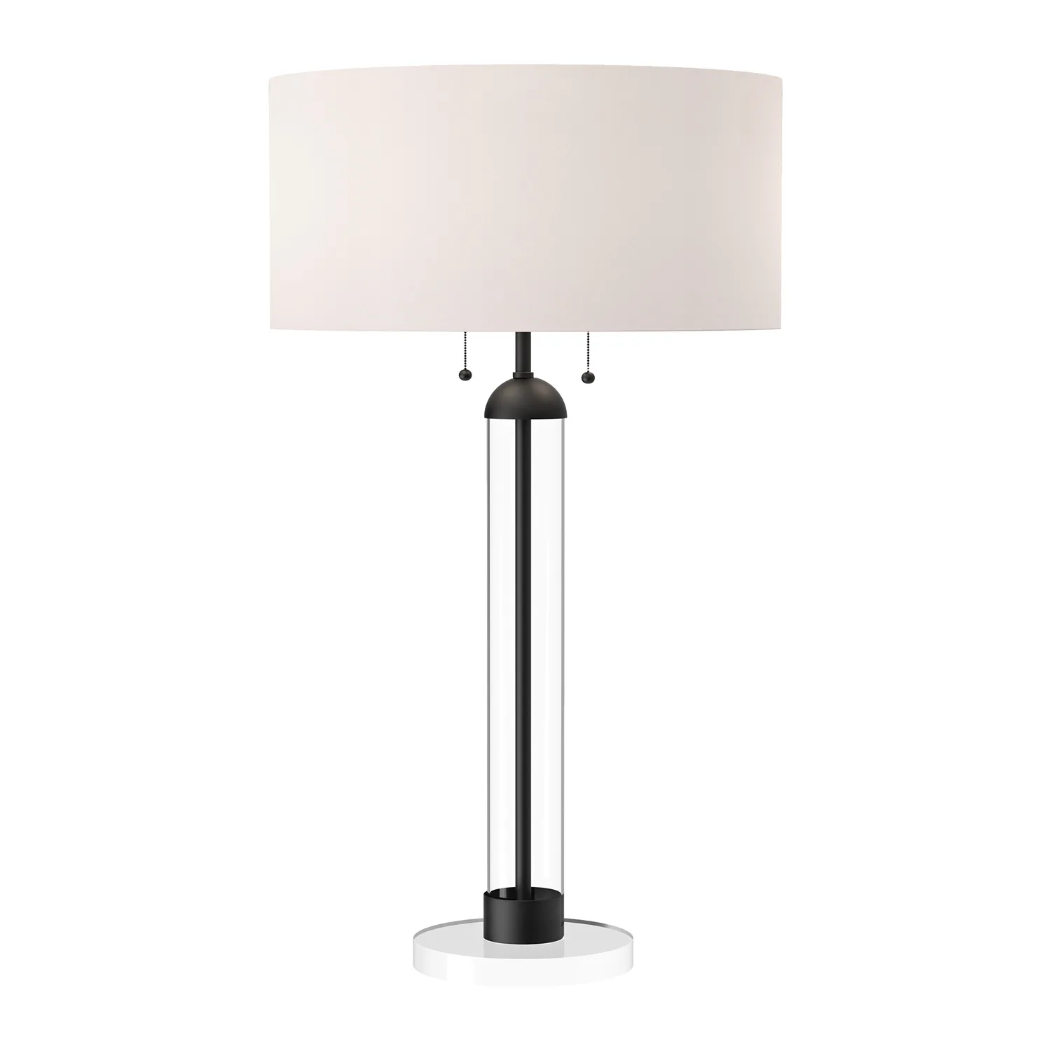 Sasha Two Light Table Lamp in Matte Black/White Linen