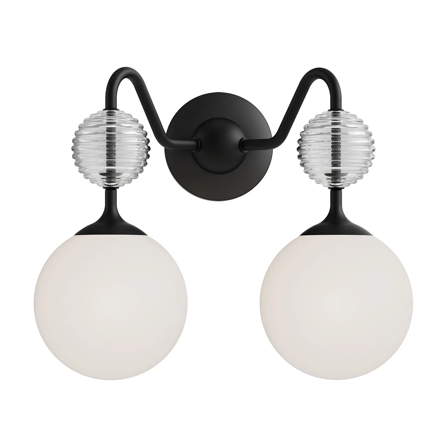 Celia Two Light Vanity in Matte Black/Opal Glass