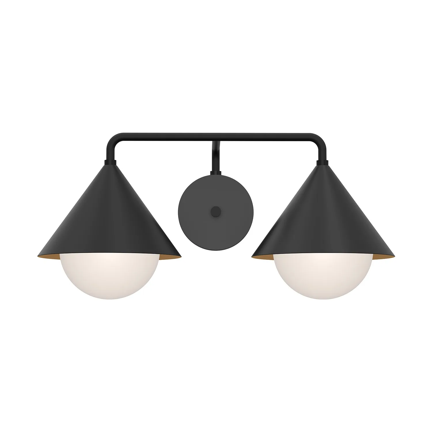 Remy Two Light Vanity in Matte Black/Opal Glass