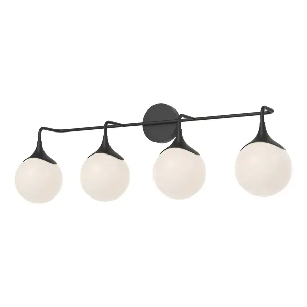 As the name suggests, the Nouveau collection takes cues from the chic era of Paris in the 1920s and '30s. This collection features Art Nouveau sensibilities throughout, from the curved metal detailing to the vintage-inspired structure. Change the mood of this collection to fit your style with two luxe finish and glass options. Collection: Nouveau Designer: Ryan Pauly Finish: Matte Black/Opal Matte Glass Glass: Matte Opal Glass Width: 35.50" Height: 11.88" Weight: 7.49 lb Extension from Wall: 8.25" Canopy: D4.75" x E1" Number of Bulbs: 4 Maximum Wattage: 40.00 W Bulb Type: A15 Bulb Base: E26 Voltage: 120.00 V Material: Steel + Glass Country of Origin: China Safety Listing: UL Safety Rating: Damp Manufacturer Warranty: 1 Year Spec Sheet Instructions