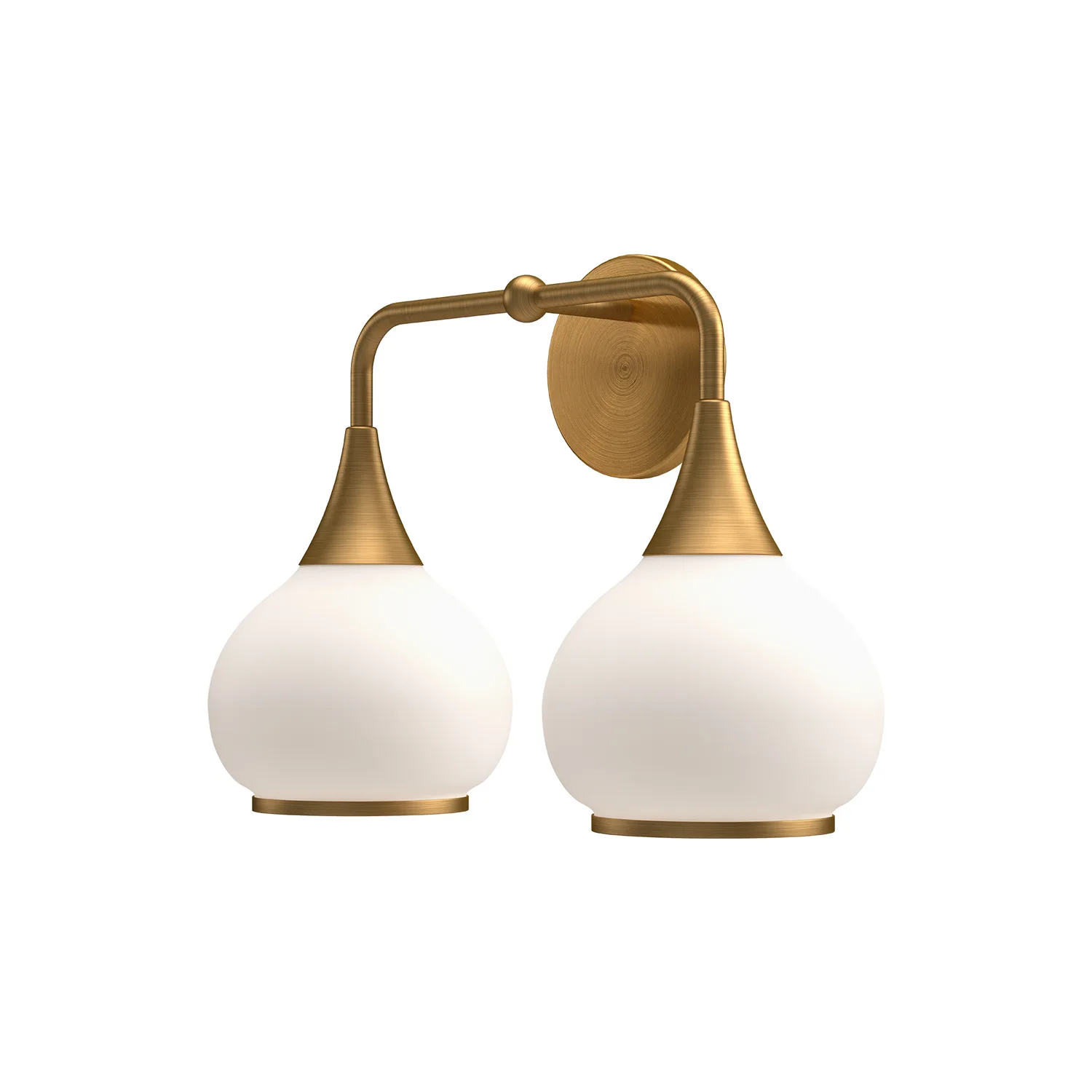 Hazel Two Light Bathroom Fixtures in Aged Gold/Opal Matte Glass