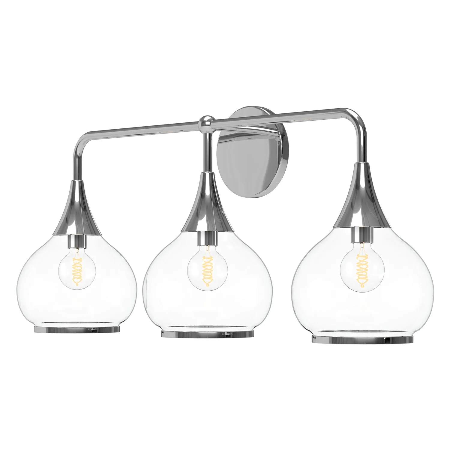 Hazel Three Light Bathroom Fixtures in Chrome/Clear Glass