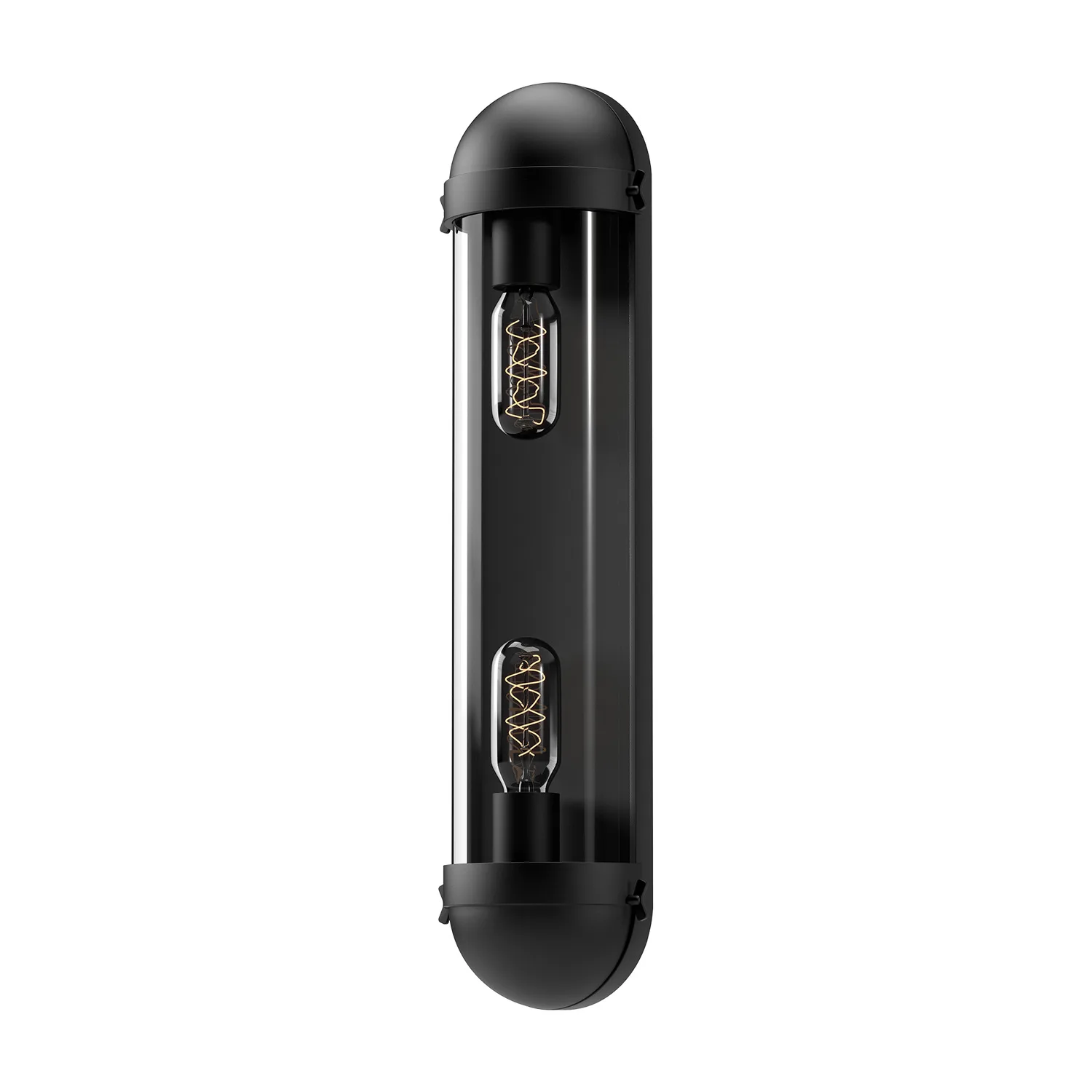 Cyrus Two Light Bathroom Fixtures in Clear Glass/Matte Black