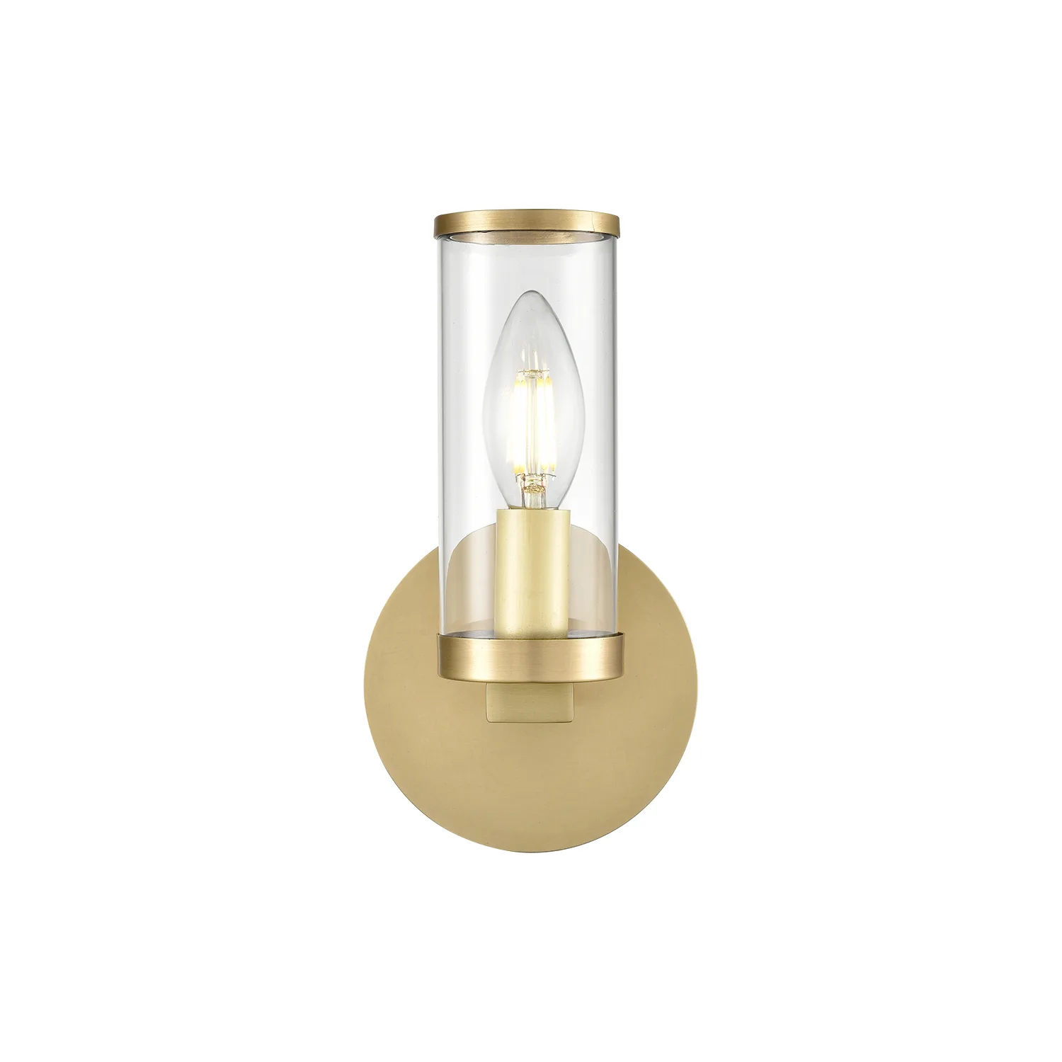 Revolve One Light Wall Sconce in Clear Glass/Natural Brass